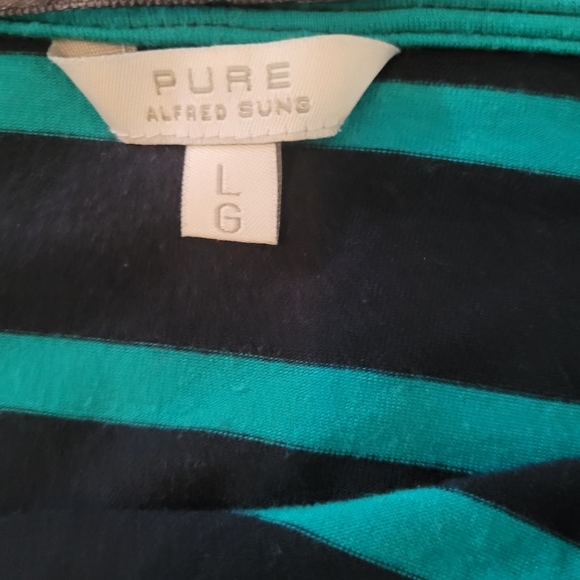 Pure Alfred Sung Green and Blue Striped Dress L - Picture 5 of 6